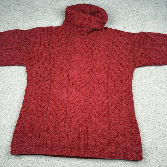 Carraig Donn Irish Fisherman Sweater Women’s XXL Red Cable Knit Merino Wool - Picture 5 of 6